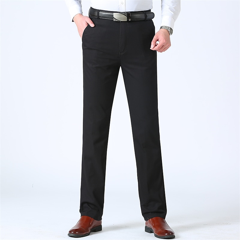 Herren Anzughosen Hose Hosen Chinesisch Chino Tasche Glatt Atmungsaktiv Draussen Knöchellänge Hochzeit Geschäft Casual 100% Baumwolle Modisch Ausgefallene Schwarz Weiß Hoher Taillenbund 2025 - $21.99 –P1
