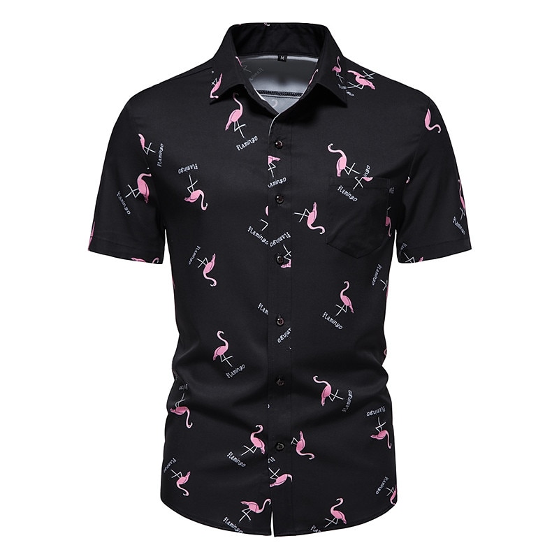 Per uomo Fenicottero Tropicale Camicia Camicia hawaiana Camicia Aloha Manica corta Camicia Collo ripiegabile Originale Monocolore Classico Per eventi Nero Bianco Stampa 3D S M L del 2026 a $25.99 –P1