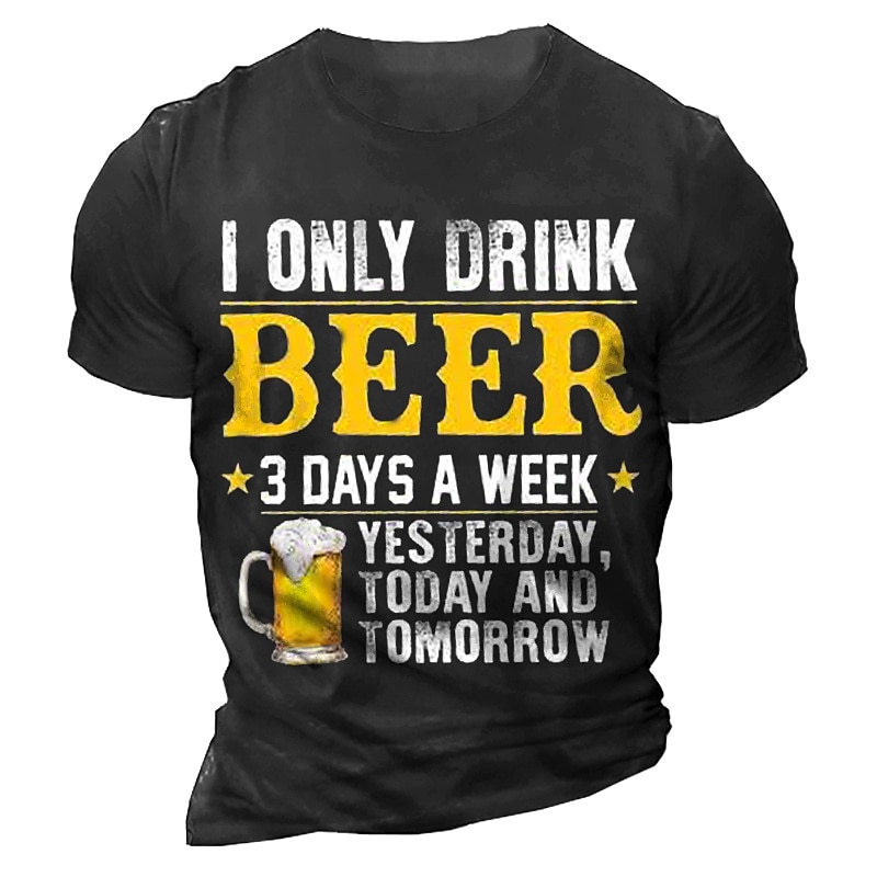 Camisa de hombre Un día sin cerveza es como sólo bromeando no tengo idea camiseta de manga corta camiseta impresión 3D camiseta de cuello redondo vintage casual día a día 2025 - $17.99 –P4