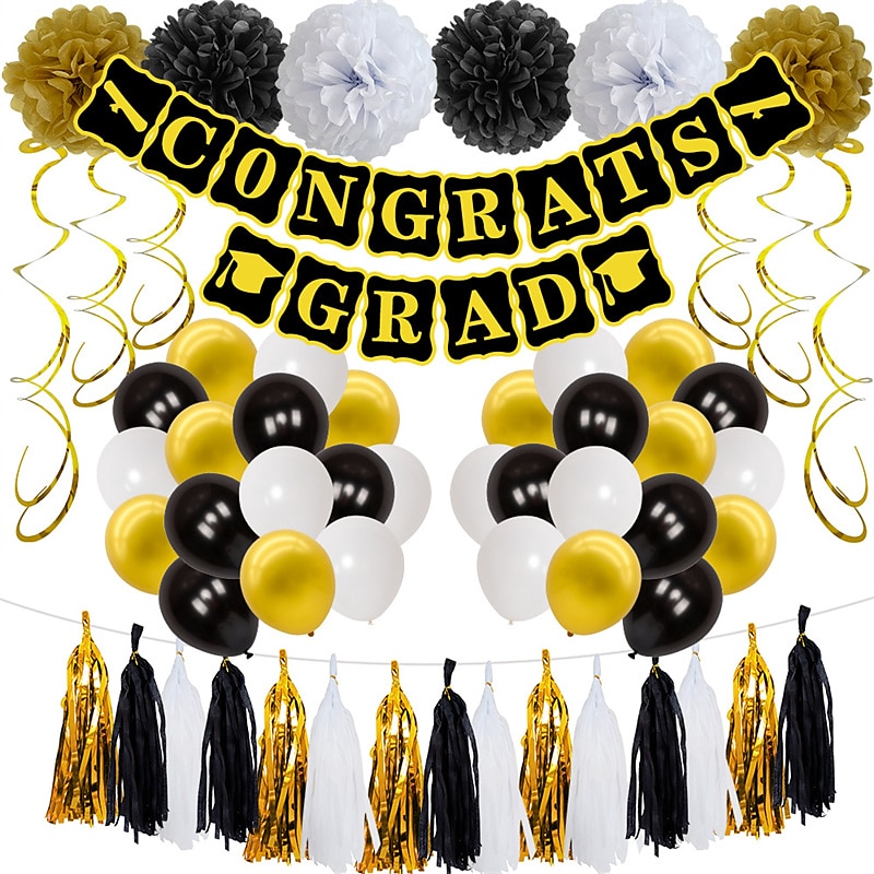 juego de globos de ceremonia de graduación felicitaciones temporada de graduación azul y blanca bandera de tracción juego de globos de látex de 10 pulgadas 2025 - $31.99 –P1