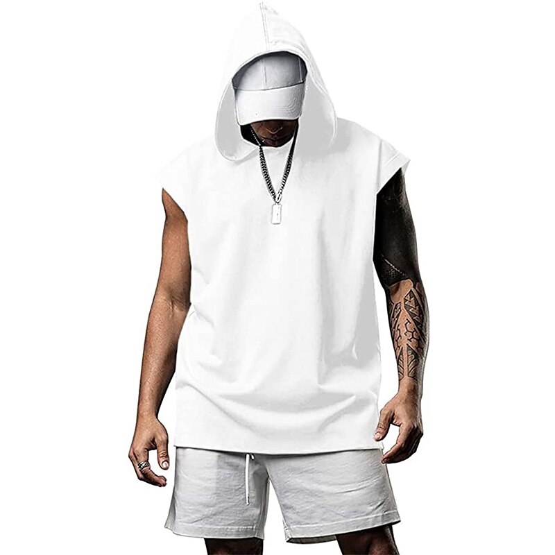Men's T Shirt Tank Top Hoodie Short Sleeve Hooded Summer Plain Fashion Classic Casual Outdoor Street Casual Black White Army Green Top Tee for Men 2025 - $20.99 –P14