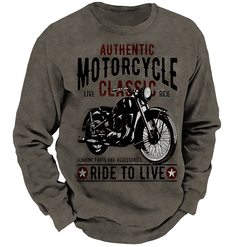 Herre Grafiske trykk Motorsykkel Genser Langermet Genser Crew-hals 3D-trykk Designer Grunnleggende 3D-utskrift Sport & Utendørs Avslappet Daglig Trykt mønster Vår & Vinter 2025 - $29.99 –P2