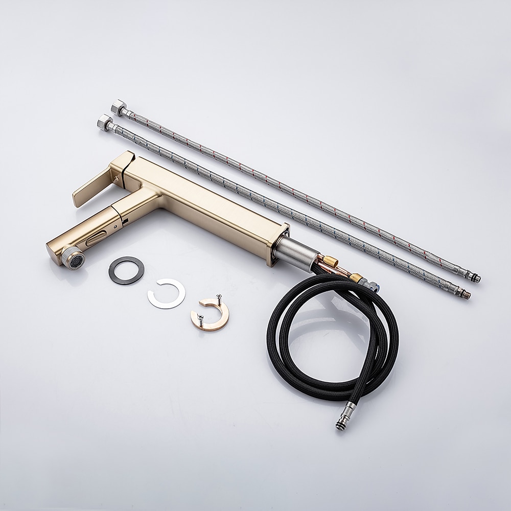 Bathroom Sink Faucet - Pull out / Pullout Spray Electroplated Centerset Single Handle One HoleBath Taps 2025 - $186.99 –P13