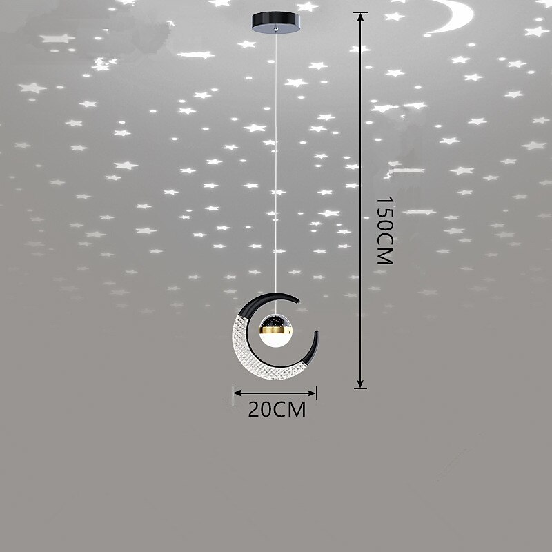 Lampa wisząca led kształt księżyca projekcja światła gwiazda nieba sypialnia nocna ściana tła żyrandol! 2025 - $133.99 –P11
