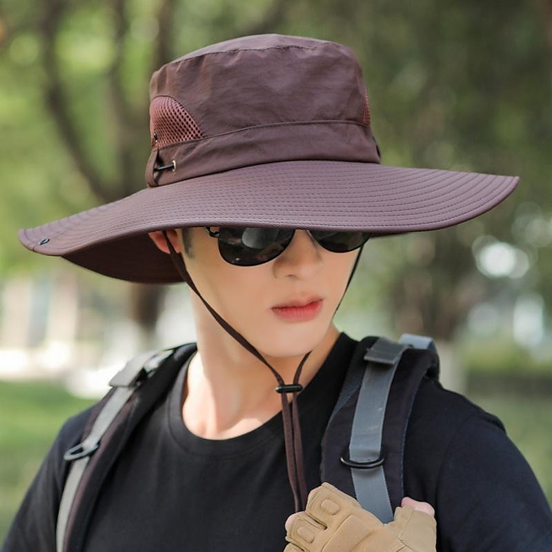 Homens Mulheres Chapéu de Sol Chapéu de pesca Chapéu de Trilha Chapéu boonie Aba larga Verão Ao ar livre Proteção Solar UV Respirável Secagem Rápida Macio Chapéu Azul tibetano Verde Café para Pesca de 2025 por $15.99 -P3