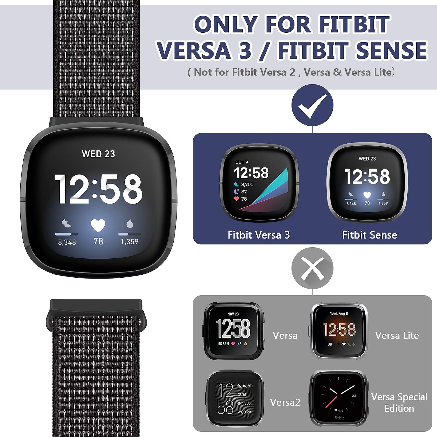 Smartwatch Band Nylon Straps Compatible with Fitbit Versa 3 / Fitbit Sense Soft Breathable Smartwatch Band Sport Adjustable Replacement Strap Women Men Bracelet Accessories 2025 - $9.99 –P3