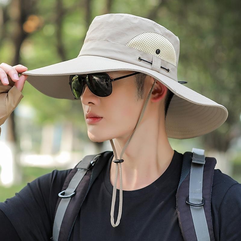 Homens Mulheres Chapéu de Sol Chapéu de pesca Chapéu de Trilha Chapéu boonie Aba larga Verão Ao ar livre Proteção Solar UV Respirável Secagem Rápida Macio Chapéu Azul tibetano Verde Café para Pesca de 2025 por $15.99 -P14