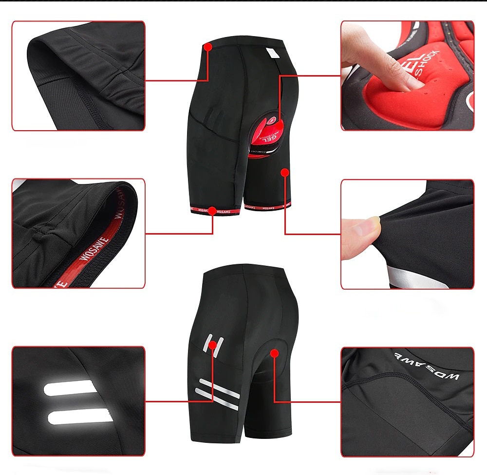 WOSAWE Herre Sykkelshorts Fôrede sykkelshorts Sykkel Fôrede shorts MTB-shorts Semi-formsydd Fjellsykling Veisykling sport Sykling Pustende Hurtigtørkende Myk Svart Silikon Lycra Klær Sykkelklær 2025 - $28.99 –P1