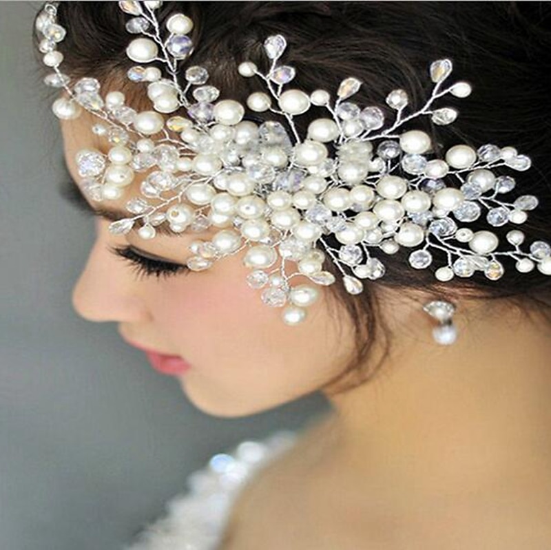 Hiustyökalu Haaraccessoire Legering Bruiloft Feest / Uitgaan Klassieke Stijl Bruids Met Pure Kleur Helm Hoofddeksels 2025 - $8.99 –P2