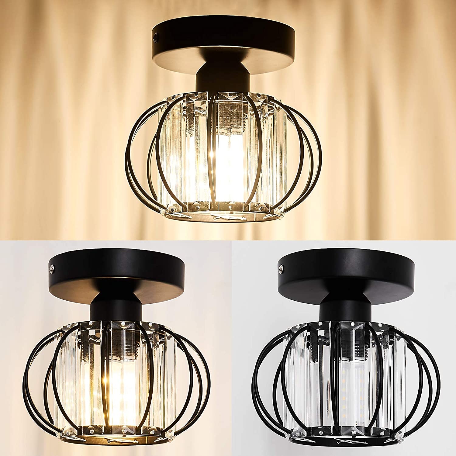 plafoniere cu design unic led lumina hol lumina culoar cristal aluminiu stil vintage stil negru modern stil nordic 2026 - $64.99 –P2