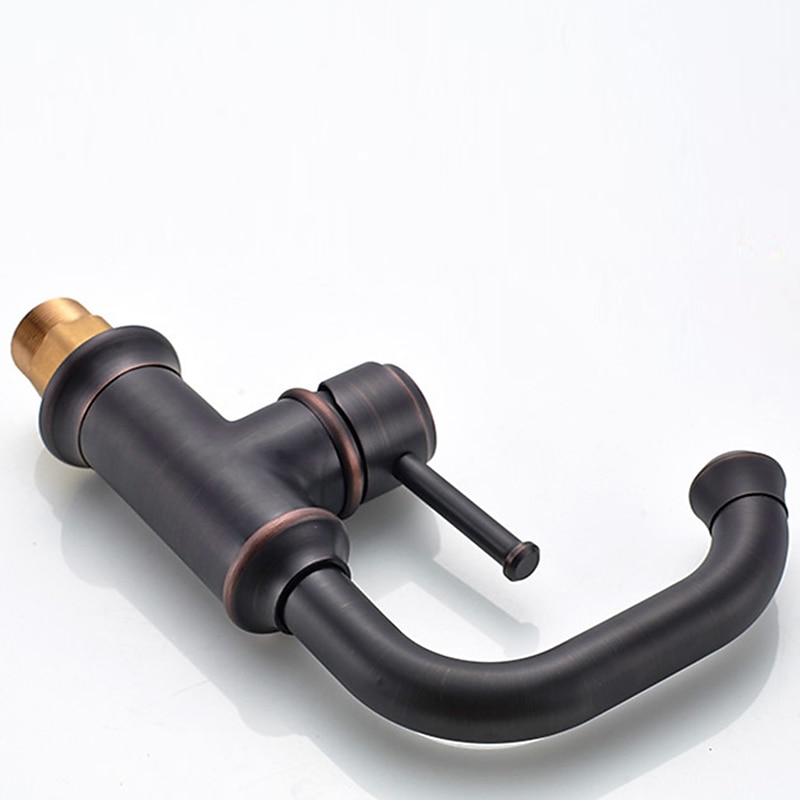 Bathroom Sink Mixer Faucet Vintage Deck Mounted, 360 Swivel Rotatable Single Handle One Hole Monobloc Washroom Basin Taps with Hot and Cold Water Hose Antique Brass ORB 2025 - $113.99 –P10