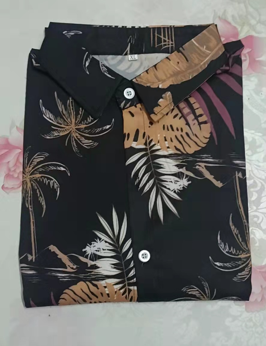 Homme Floral Feuille de palmier Plantes tropicales Chemise Chemise hawaïenne Chemise Aloha Manche Courte Chemise Col Classique Rétro Vintage Design Sexy Vacances Soirée Plein Air Noir Rouge Bleu S M L de 2025 ? $24.99 –P3