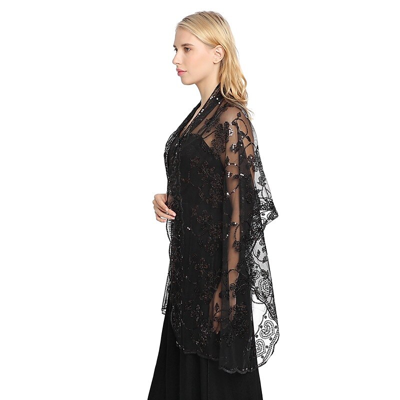 Sjal  Wrap Sjal Kvinner Bryllupsgjest Wrap Glitrende  Skinne Elegant Brud Uten Ermer Bryllups Wraps Med Splitt Bryllup Sommer kle deg å imponere 2025 - $19.99 –P6