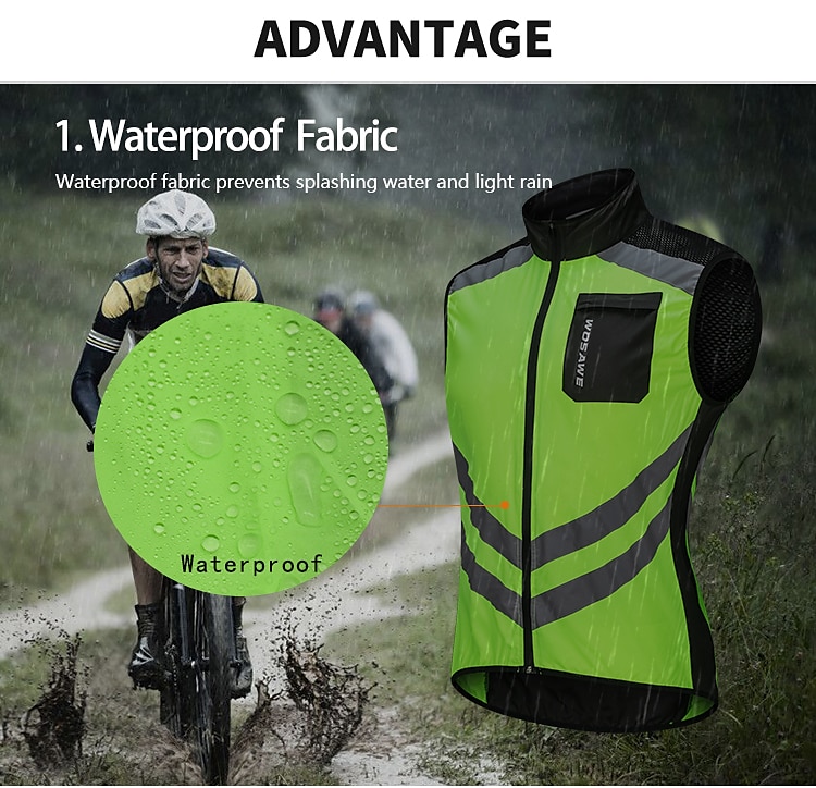 WOSAWE Voor heren Wielrenvest Mouwloos Bergracen Wegwielrennen Marine Zwart Groen Fietsen Ves / Mouwloos Shirt Winddicht Reflecterende strips Achterzak Sport Effen Kleur Kleding / Gevorderd / Rekbaar 2025 - $27.99 –P3