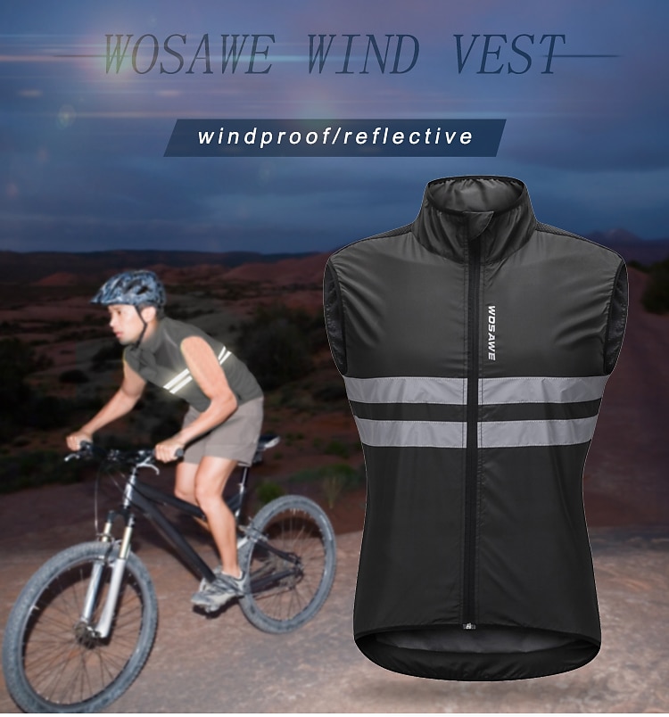 WOSAWE Men's Cycling Jersey Cycling Vest Sleeveless Mountain Bike MTB Road Bike Cycling Green Black Dark Blue Bike Vest / Gilet Jersey Windproof Breathable Lightweight Reflective Strips Back Pocket 2025 - $25.59 –P8