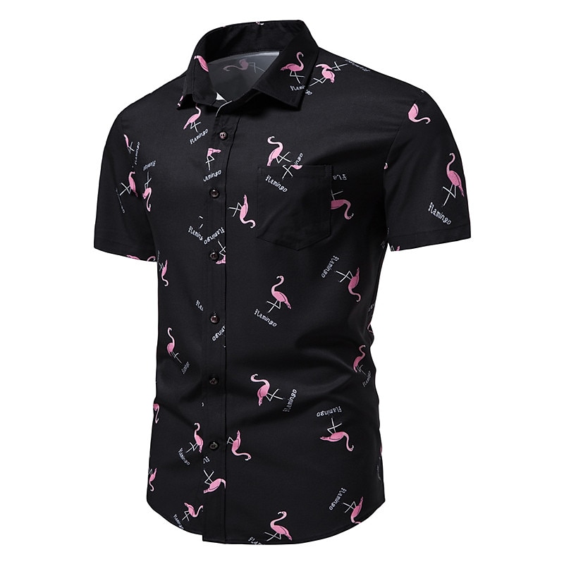 Per uomo Fenicottero Tropicale Camicia Camicia hawaiana Camicia Aloha Manica corta Camicia Collo ripiegabile Originale Monocolore Classico Per eventi Nero Bianco Stampa 3D S M L del 2026 a $25.99 –P2