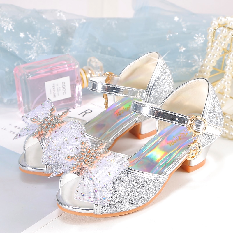 Girls' Pink Glitter Party Shoes – Peep-Toe Design, Bow and Rhinestone Decoration, Adjustable Strap, Perfect for Weddings and Special Occasions 2025 - $32.99 –P10