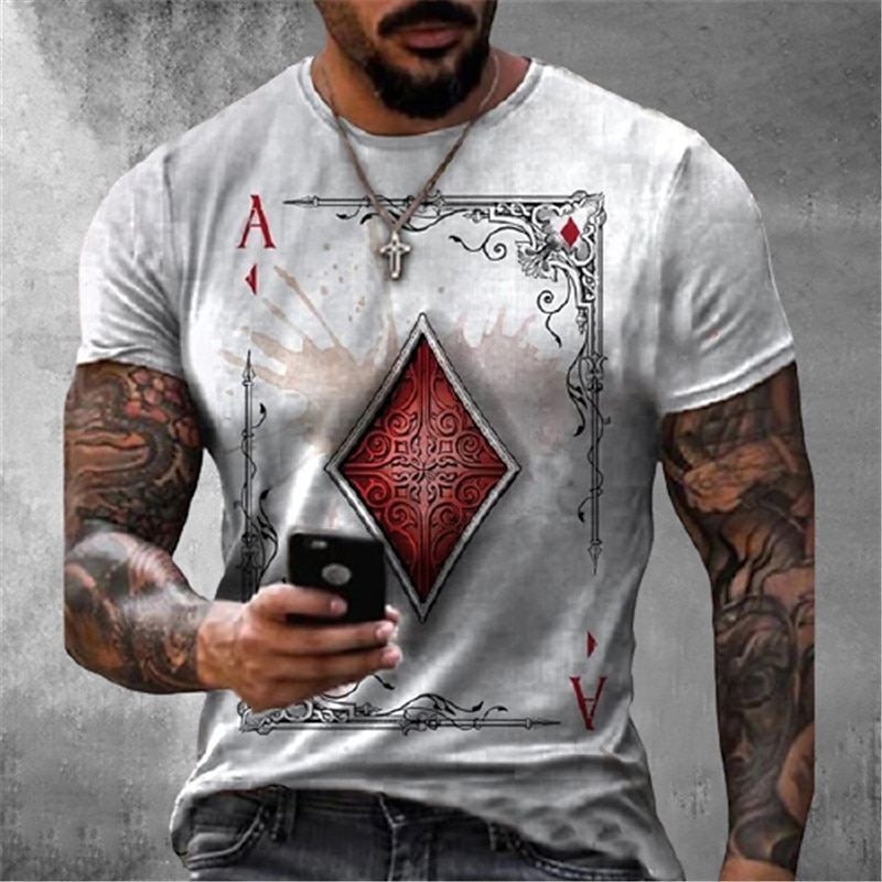 Męskie Dla obu płci Wzory graficzne Poker Podkoszulek Krótki rękaw Podkoszulek Druk 3D Półgolf Koszula Sport Moda Designerskie Na zewnątrz Ulica Codzienny Czarny Biały Żółty Lato Odzież S M L XL XXL 2025 - $17.99 –P5