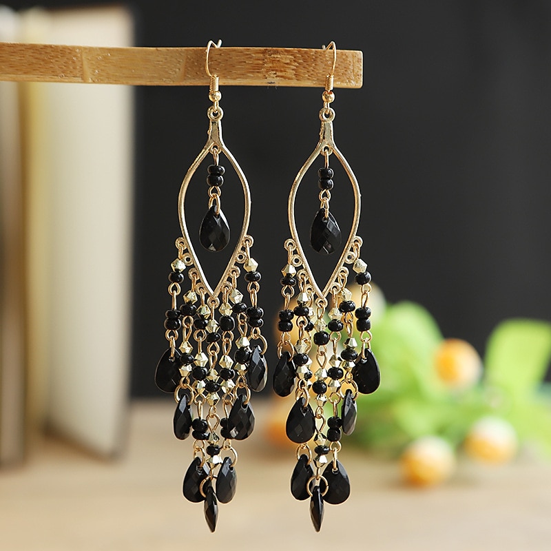 Women's Drop Earrings Geometrical Drop Stylish Simple Boho Earrings Jewelry Beige / White / White / Black For Party Holiday 1 Pair 2025 - $8.99 –P4
