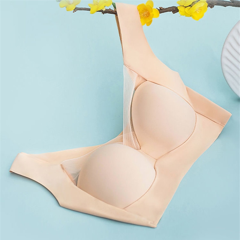 trådløse bh-er for kvinner faste stropper full dekning v-hals pustende ren farge pull-on lukking tilfeldig daglig nylon 1 stk svart rosa / bh & braletter / 1 stk hjemmeantrekk 2025 - $17.49 –P14