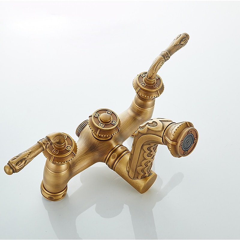 Shower Faucet,Rainfall Shower System Body Jet Massage Set - Handshower Included pullout Rainfall Shower Antique Vintage Style Antique Brass Mount Inside Brass Valve Bath Shower Mixer Taps 2025 - $566.99 –P3