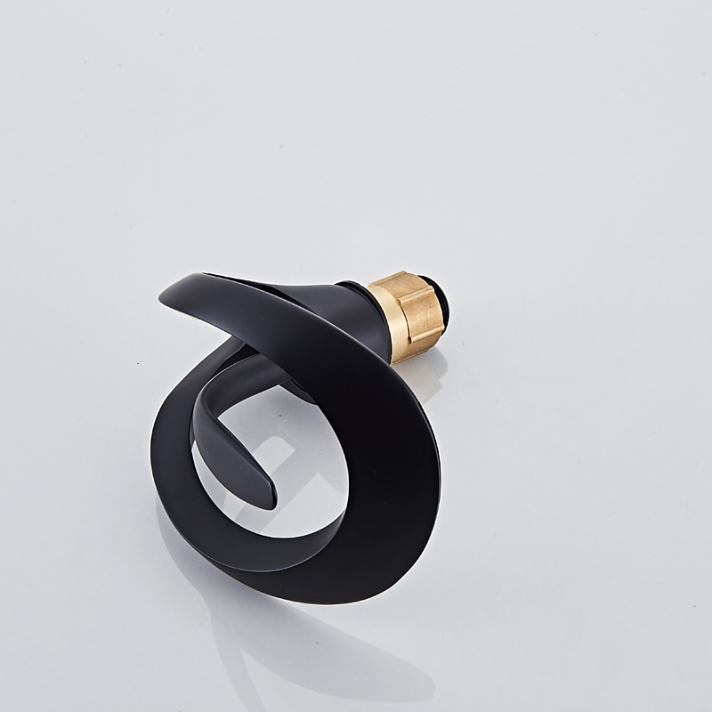 rubinetto miscelatore per lavabo nero con bocca a cascata, rubinetti per lavabo in ottone maniglia singola rubinetto per bagno con vasca monoforo con interruttore caldo e freddo cromo grigio dorato del 2025 a $161.99 –P14