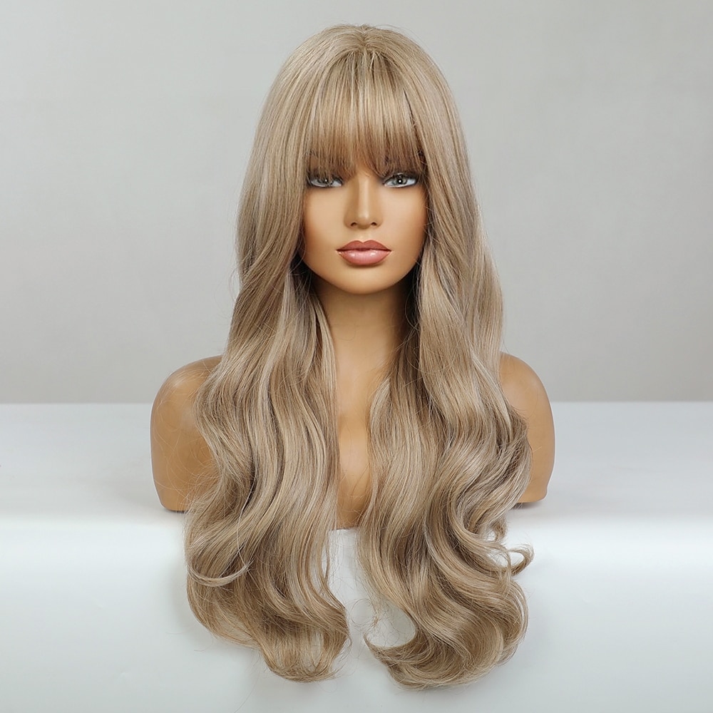 parrucche bionde con frangia parrucche bionde ondulate per donna capelli biondi chiari naturali morbidi parrucca con frangia fibra resistente al calore parrucca di capelli sintetici parrucche per del 2025 a $24.99 –P2