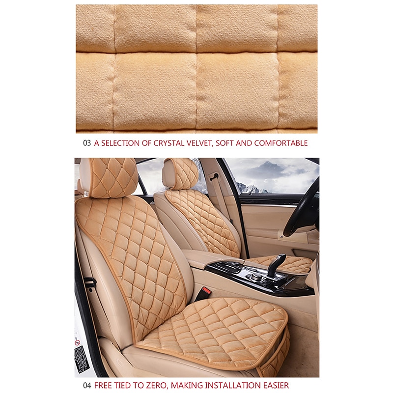 2PCS Universal Flocking Cloth Car Seat Cover – Four Seasons, Built-In Storage, Easy to Install, Interior Protector 2025 - $54.99 –P5