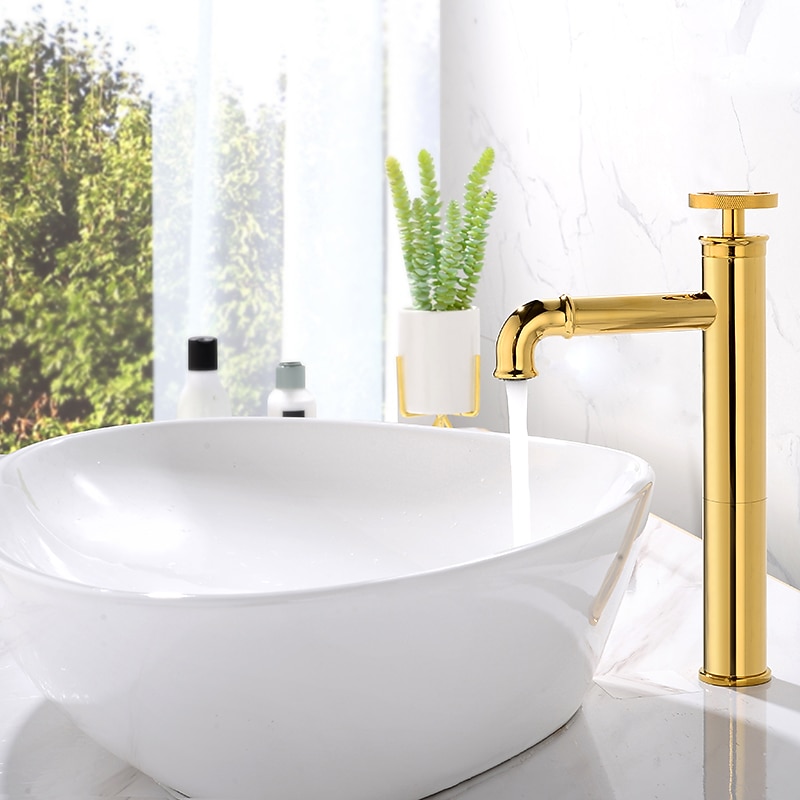 Rubinetto Per Lavello Del Bagno, Miscelatore Monocomando Per Lavello Vaso Alto Nero/Oro Rubinetto Del Bagno Lavabo Miscelatore Per Lavabo Corpo In Ottone del 2025 a $178.99 –P1