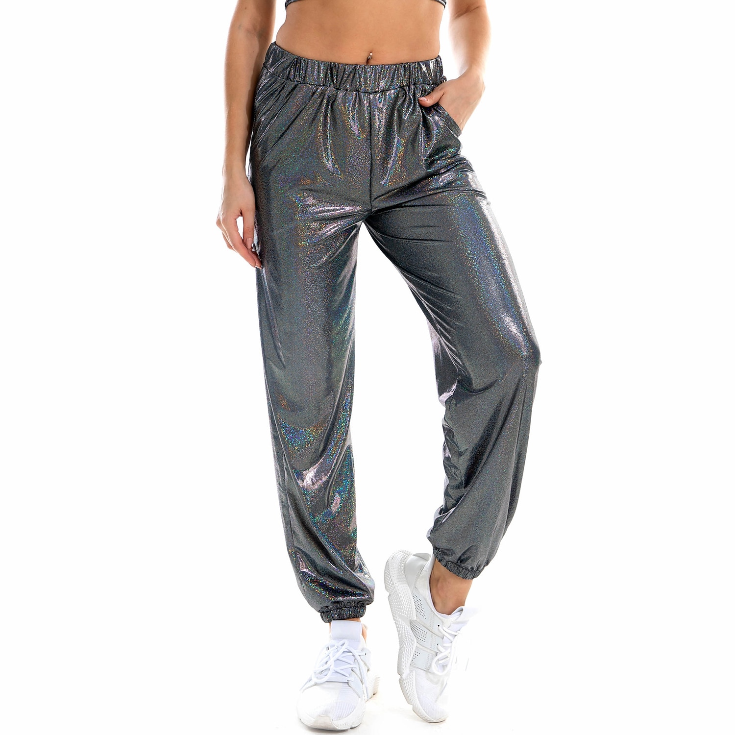Metallico Anni '80 Hip Pop Pelle PU Pantaloni da jogger Vita alta Per donna Giorno dei Re Mascherata Feste Addio al Nubilato Parata dell'Orgoglio Adulti Pantaloni del 2025 a €20.99 –P5
