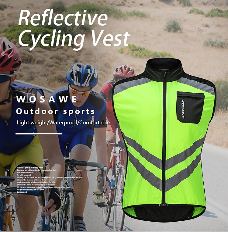WOSAWE Voor heren Wielrenvest Mouwloos Bergracen Wegwielrennen Marine Zwart Groen Fietsen Ves / Mouwloos Shirt Winddicht Reflecterende strips Achterzak Sport Effen Kleur Kleding / Gevorderd / Rekbaar 2025 - $27.99 –P1