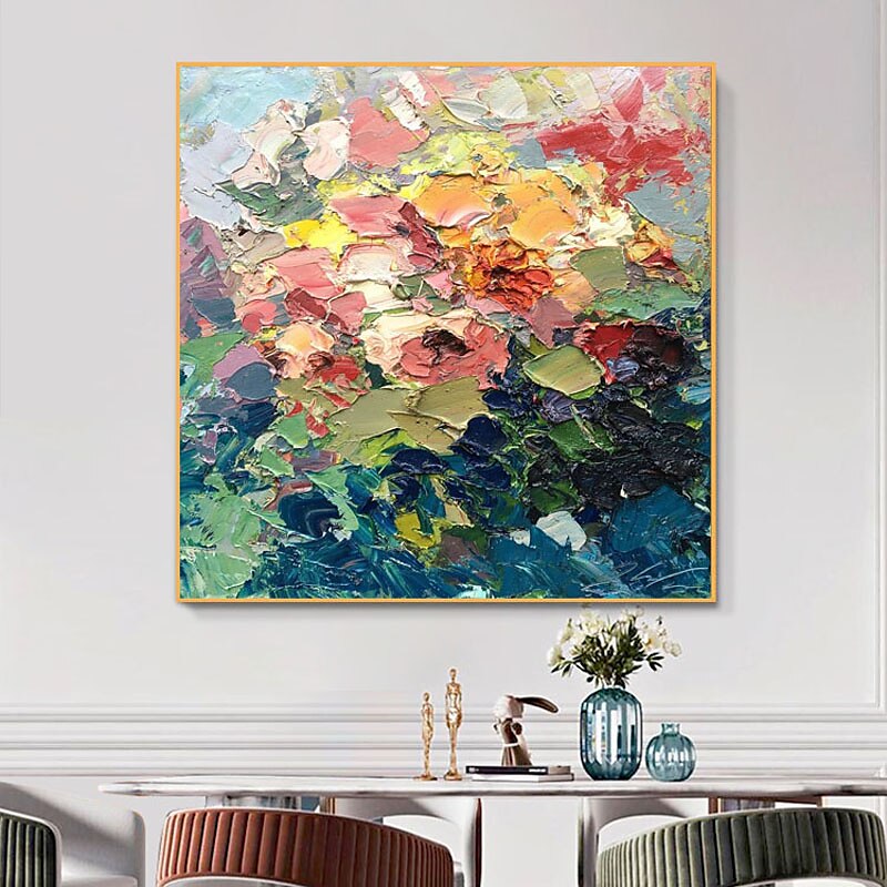 Hang-pictate pictură în ulei Pictat manual Pătrat Abstract Floral / Botanic Clasic Modern Fără a cadru interior 2025 - $100.99 –P7