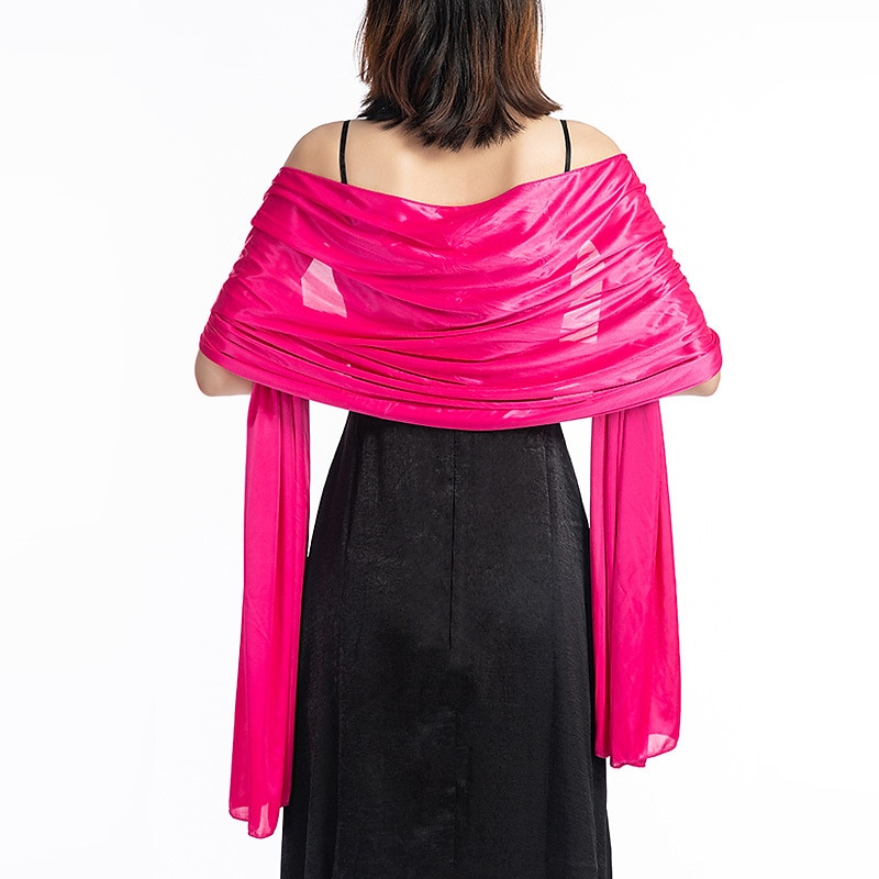 sciarpa da donna in imitazione seta trasparente, mantello, scialle lungo, tinta unita, per festa di nozze, elegante e scintillante&amp;abito da sposa con sciarpa damigella d'onore splendente per del 2025 a $23.99 –P5