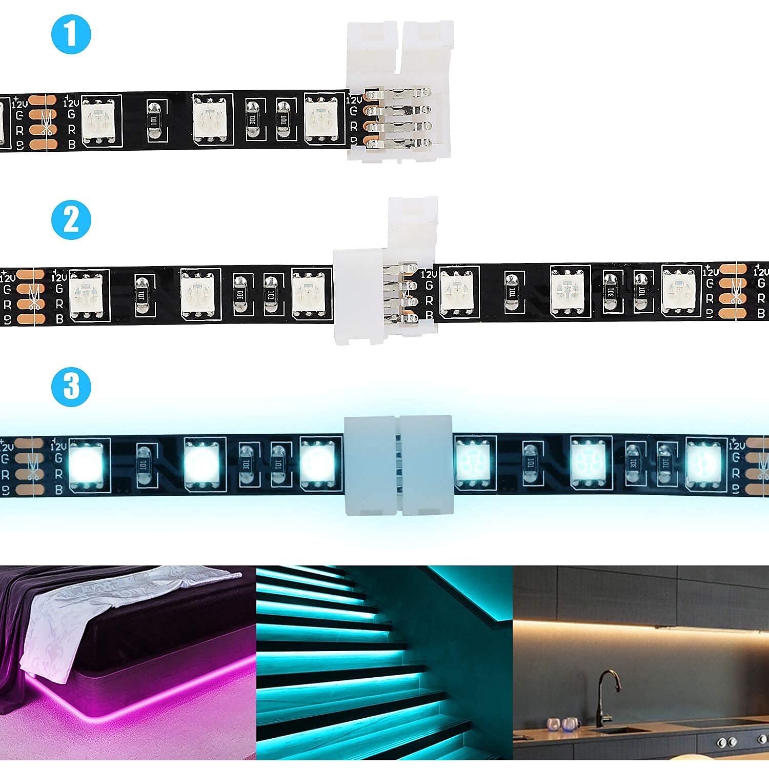 10 шт. 4-контактный разъем rgb для светодиодной ленты pbc 10 мм широкий зазор светодиодный зажим для беспаечного адаптера, подходящий для многоцветной светодиодной ленты smd 5050 2025 - $8.49 –P1