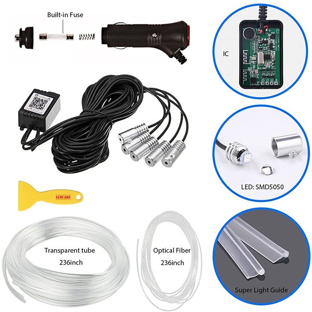 5-in-1 RGB LED Car Interior Lighting with App Controlled Flexible EL Wire Strip for Christmas Home Doecorations 2025 - $49.99 –P3