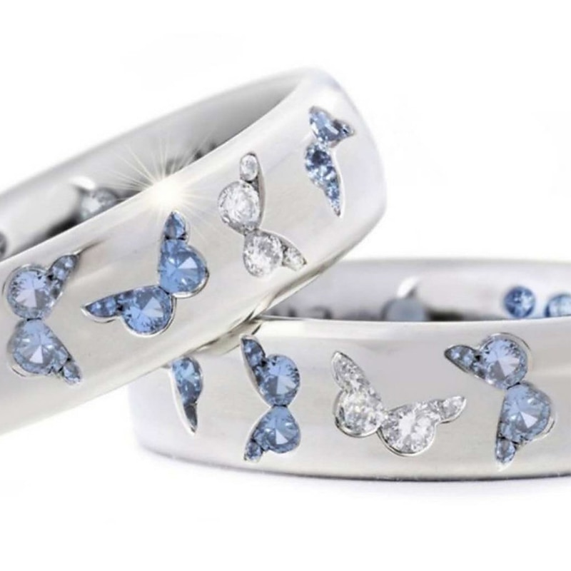 rhinestone butterfly ring for women teen girls, elegant silver plated cubic zircon engagement ring, birthday anniverstay jewelry gift (blue, 6) 2025 - $5.49 –P7