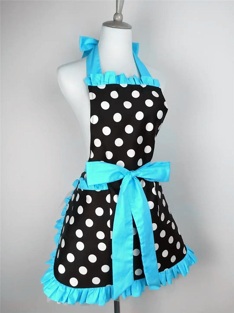 delantal de chef de algodón para mujeres y hombres, delantal de cocina, delantal de jardinería personalizado lunares salón pinafore delantal vintage regalo de la madre 2026 - $26.99 –P3