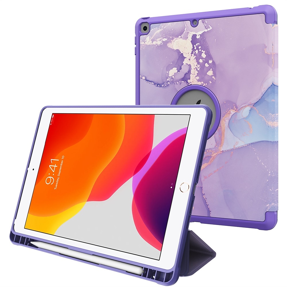 Таблетка Чехлы панели Назначение Apple ipad 9th 8th 7th Generation 10.2 inch Держатель для карандашей Тройная подставка Защита от пыли Графика Цветы Мрамор Кожа PU 2025 - $29.99 –P8