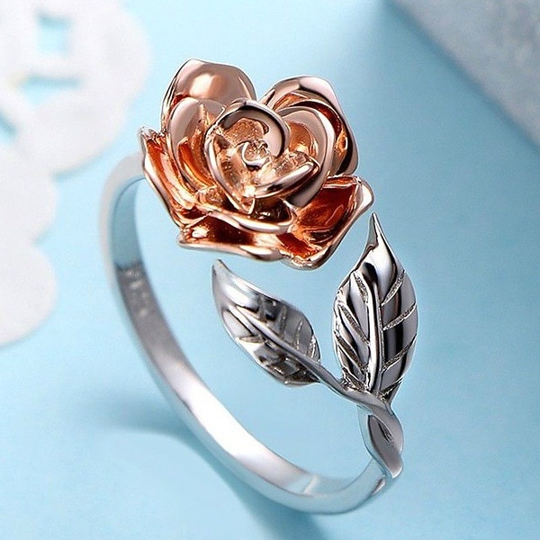 bague de mariage d'automne partie géométrique alliage d'argent fleur simple élégant 1 pc femmes anneau ouvert cadeau de mariage réglable wrap anneaux ouverts rose fleur anneau pour les femmes de 2025 ? $5.49 –P1