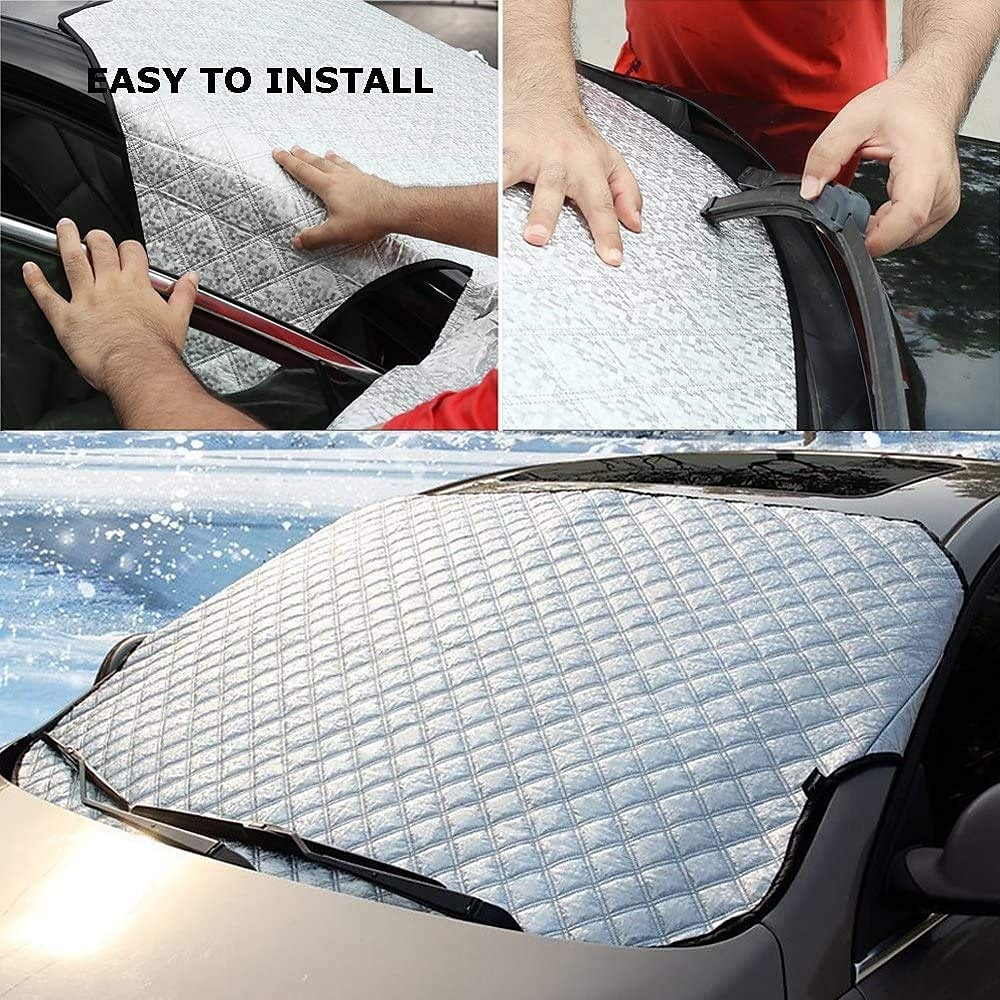 HOTEU Rear Windshield Snow Cover Heavy Duty Ultra Thick Protective Windscreen Cover Snow Ice Frost Sun UV Dust Water Resistant in all Weather 