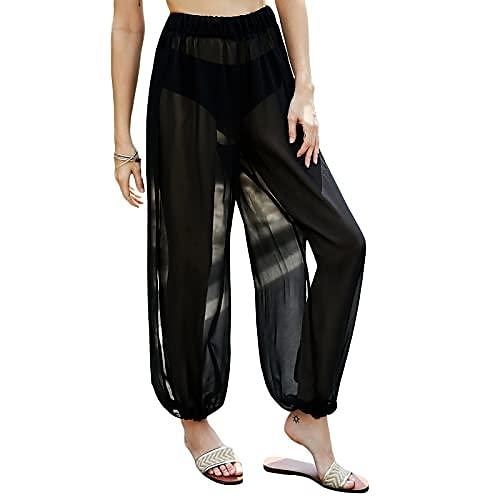 Damen Haremshose mit Seitenschlitz, hohe Taille, lockere Passform, Lounge-Strandhose, Hippie-Hose, Tanztraining, Jogginghose (schwarz, xx-large) 2025 - $25.99 –P2