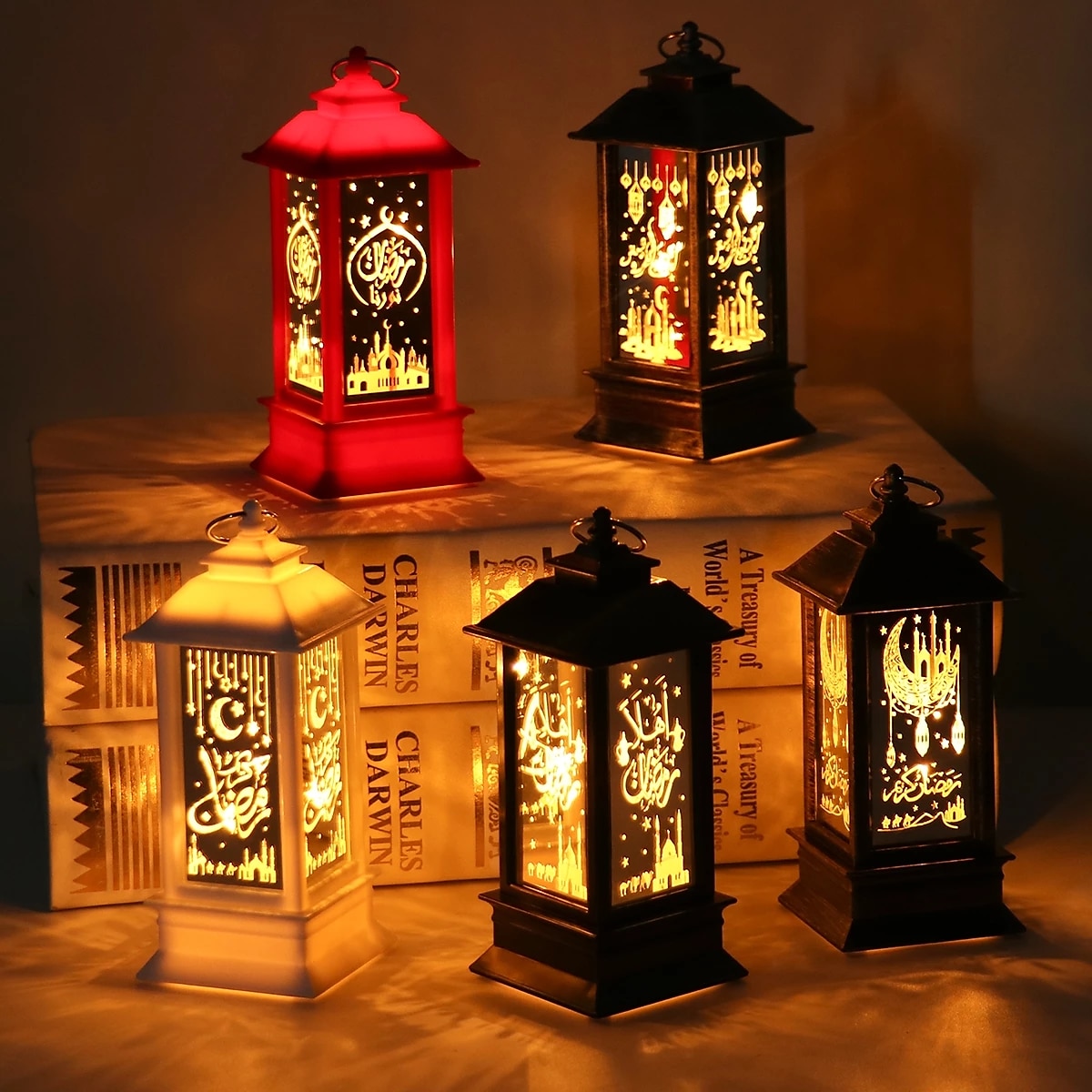 Ramadan Eid Mubarak Decoration Night Light Wooden Castle Shaped