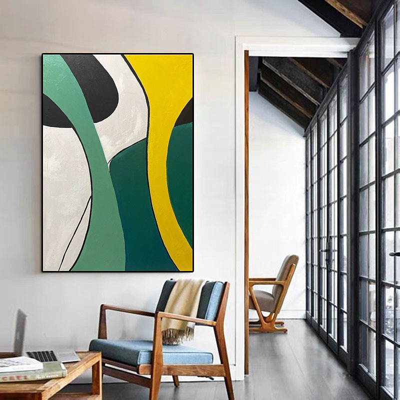 olieverfschilderij handgemaakte handgeschilderde kunst aan de muur moderne kleur eenvoudige lijn abstract huisdecoratie decor gerold canvas geen frame niet uitgerekt 2026 - $123.99 –P4