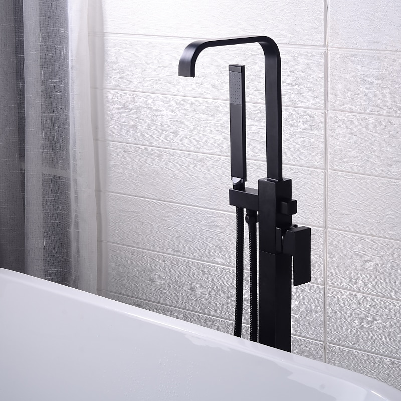 badekarkran - moderne galvanisert frittstående messingventil badekar dusj blandebatterier 2025 - $404.99 –P12