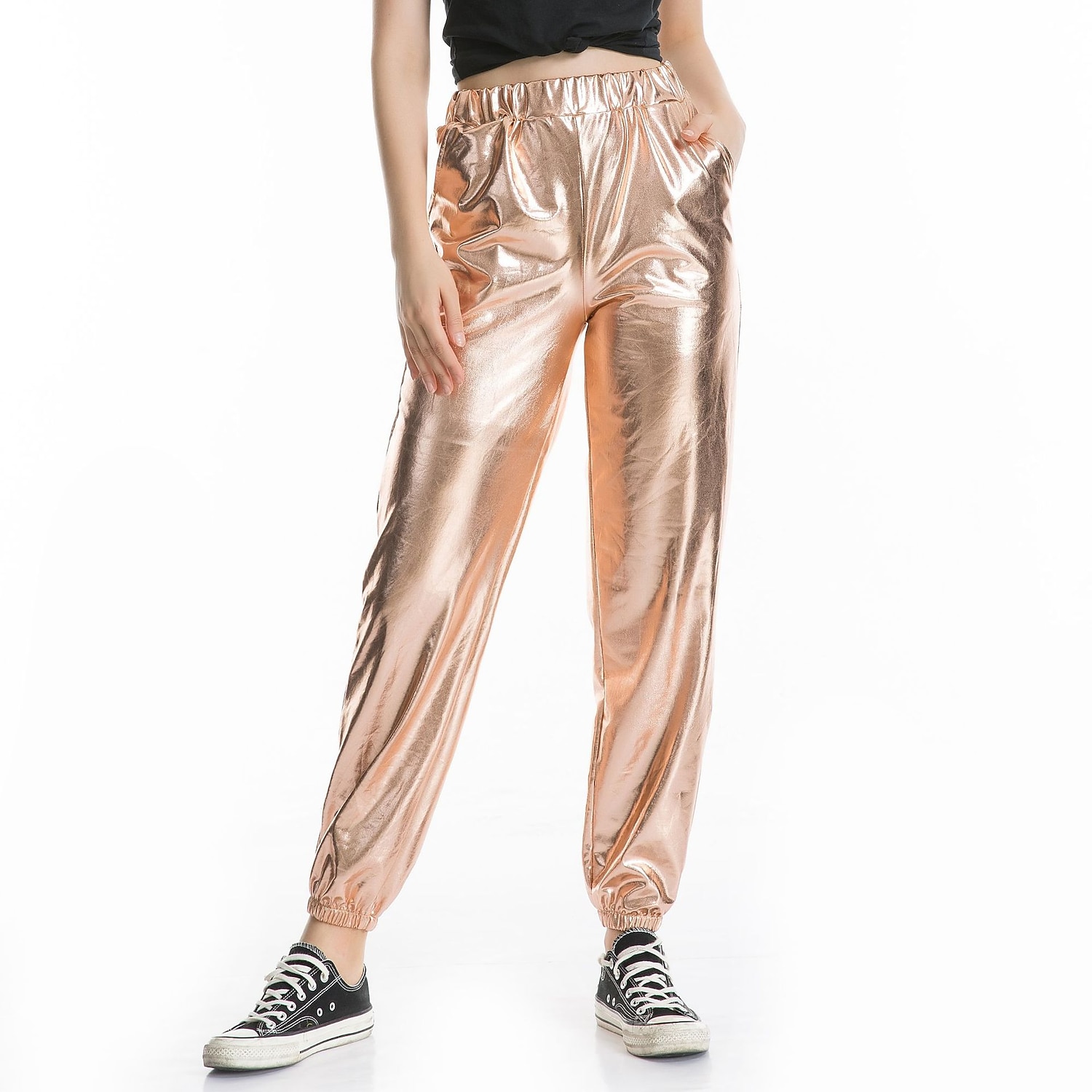 Metallic Pants for Women Shiny Holographic Pants Dance Pants