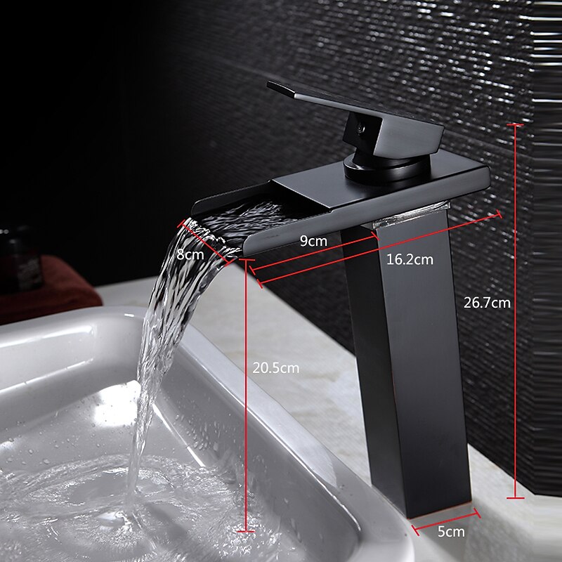 rubinetto da bagno con maniglia singola, rubinetti per vasca da bagno monoforo in bronzo lucidato a olio/cascata/centrale, rubinetto per lavabo in ottone con acqua calda e fredda del 2025 a $129.99 –P1