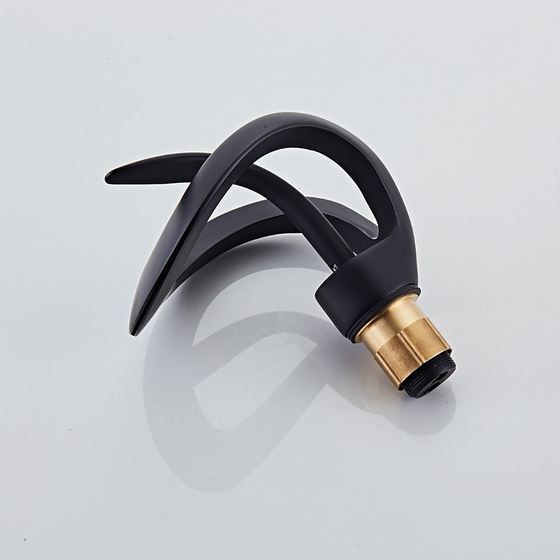 rubinetto miscelatore per lavabo nero con bocca a cascata, rubinetti per lavabo in ottone maniglia singola rubinetto per bagno con vasca monoforo con interruttore caldo e freddo cromo grigio dorato del 2025 a $161.99 –P13