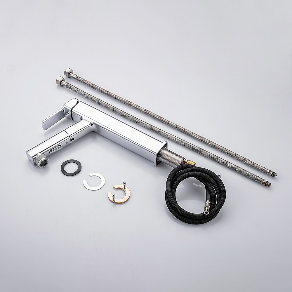 Bathroom Sink Faucet - Pull out / Pullout Spray Electroplated Centerset Single Handle One HoleBath Taps 2025 - $186.99 –P4