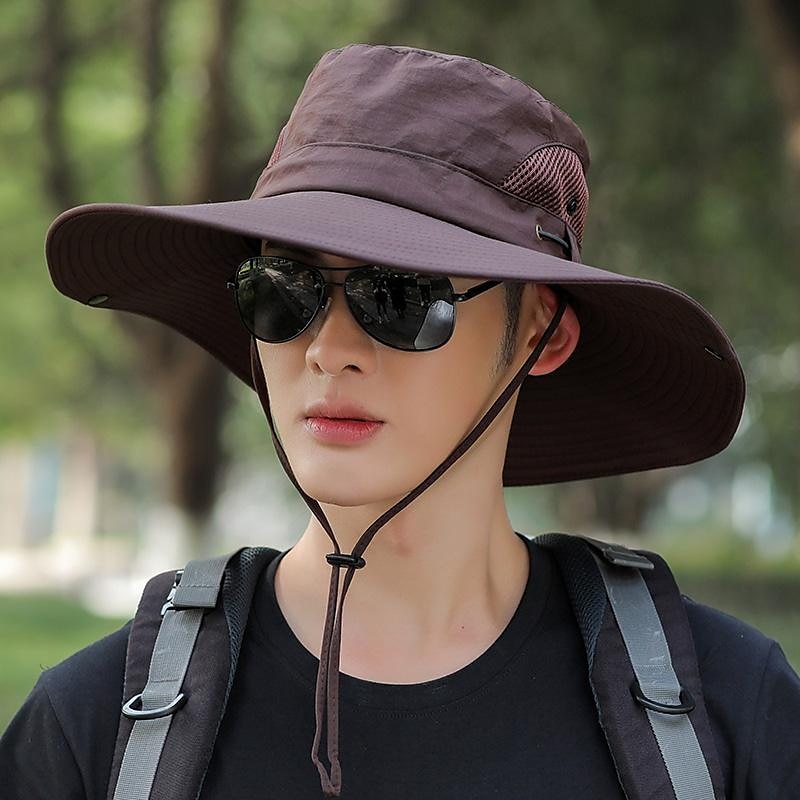 Homens Mulheres Chapéu de Sol Chapéu de pesca Chapéu de Trilha Chapéu boonie Aba larga Verão Ao ar livre Proteção Solar UV Respirável Secagem Rápida Macio Chapéu Azul tibetano Verde Café para Pesca de 2025 por $15.99 -P1