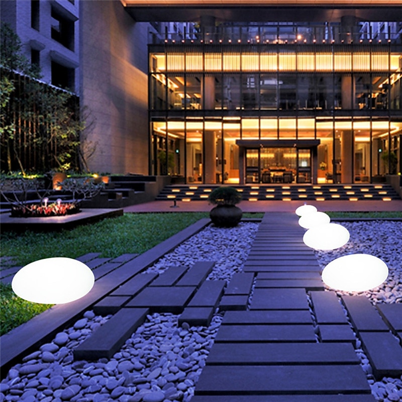 lumini solare de grădină strălucitoare în aer liber lampă în formă de pietruită decor grădină lumină rgb impermeabil peisaj lumini de noapte pentru gazon calea de nuntă 2025 - $52.99 –P2